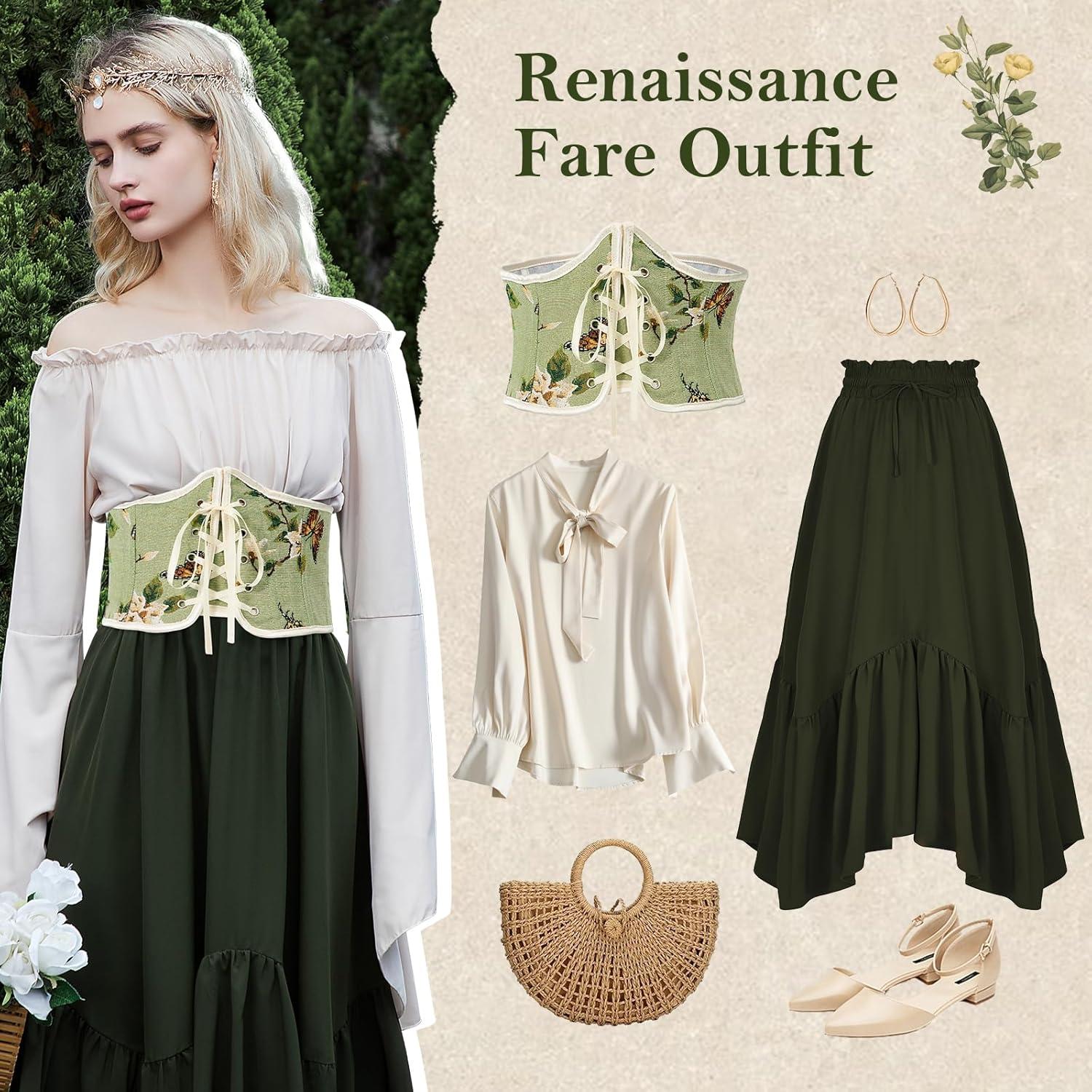 imageAmerican Trends Corset Belt for Women Renaissance Corset Lace Up Zipper Floral Corset Medieval Ren Faire AccessoriesVintage Butterfly