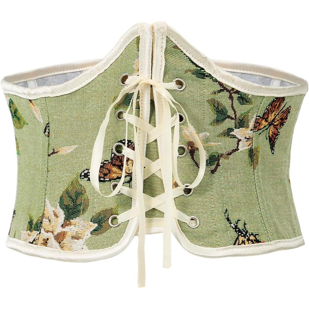 imageAmerican Trends Corset Belt for Women Renaissance Corset Lace Up Zipper Floral Corset Medieval Ren Faire AccessoriesVintage Butterfly