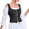 imageAmerican Trends Women Pirate Renaissance Vest Cosplay Costume Waistcoat Halloween Steampunk Gothic Medieval BodiceBlack