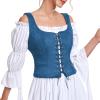 imageAmerican Trends Women Pirate Renaissance Vest Cosplay Costume Waistcoat Halloween Steampunk Gothic Medieval BodiceBlue