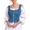 imageAmerican Trends Women Pirate Renaissance Vest Cosplay Costume Waistcoat Halloween Steampunk Gothic Medieval BodiceBlue