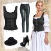 imageAmerican Trends Women Pirate Renaissance Vest Cosplay Costume Waistcoat Halloween Steampunk Gothic Medieval BodiceBlue