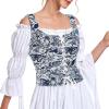 imageAmerican Trends Women Pirate Renaissance Vest Cosplay Costume Waistcoat Halloween Steampunk Gothic Medieval BodiceBlue Butterfly