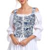 imageAmerican Trends Women Pirate Renaissance Vest Cosplay Costume Waistcoat Halloween Steampunk Gothic Medieval BodiceBlue Butterfly