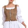 imageAmerican Trends Women Pirate Renaissance Vest Cosplay Costume Waistcoat Halloween Steampunk Gothic Medieval BodiceBrown