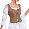 imageAmerican Trends Women Pirate Renaissance Vest Cosplay Costume Waistcoat Halloween Steampunk Gothic Medieval BodiceBrown