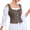 imageAmerican Trends Women Pirate Renaissance Vest Cosplay Costume Waistcoat Halloween Steampunk Gothic Medieval BodiceCoffee Brown