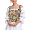 imageAmerican Trends Women Pirate Renaissance Vest Cosplay Costume Waistcoat Halloween Steampunk Gothic Medieval BodiceVintage Floral