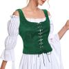 imageAmerican Trends Women Pirate Renaissance Vest Cosplay Costume Waistcoat Halloween Steampunk Gothic Medieval BodiceVintage Green