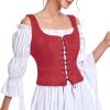 imageAmerican Trends Women Pirate Renaissance Vest Cosplay Costume Waistcoat Halloween Steampunk Gothic Medieval BodiceWine
