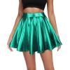 imageAmerican Trends Womens Mini Skirt Pleated Flared Skater Skirt Metallic Skirt Athletic Tennis SkirtBright Green