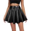 imageAmerican Trends Womens Mini Skirt Pleated Flared Skater Skirt Metallic Skirt Athletic Tennis SkirtShiny Black