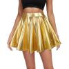 imageAmerican Trends Womens Mini Skirt Pleated Flared Skater Skirt Metallic Skirt Athletic Tennis SkirtShiny Gold