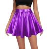 imageAmerican Trends Womens Mini Skirt Pleated Flared Skater Skirt Metallic Skirt Athletic Tennis SkirtShiny Purple