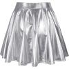 imageAmerican Trends Womens Mini Skirt Pleated Flared Skater Skirt Metallic Skirt Athletic Tennis SkirtShiny Sliver