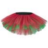 imageWomens Tutu Skirt Elastic 5 Layered Vintage Tulle Ballet Skirt Party Festival CostumeRed Green