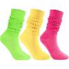 imageAmerican Trends Winter Knee High Slouch Socks for Women Soft Extra Long Scrunch Sock Slouch Boot SocksFuchiagreenyellow