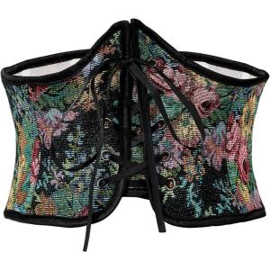 imageAmerican Trends Corset Belt for Women Renaissance Corset Lace Up Zipper Floral Corset Medieval Ren Faire AccessoriesBlack Floral