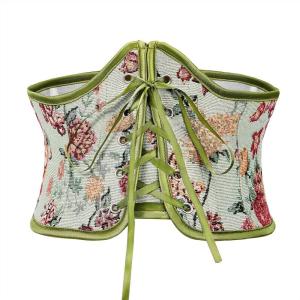 imageAmerican Trends Corset Belt for Women Renaissance Corset Lace Up Zipper Floral Corset Medieval Ren Faire AccessoriesGreen Floral