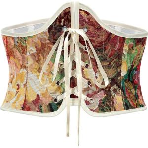 imageAmerican Trends Corset Belt for Women Renaissance Corset Lace Up Zipper Floral Corset Medieval Ren Faire AccessoriesVintage Floral