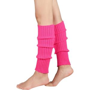 imageAmerican Trends Leg Warmers for Women Girls 80s Ribbed Leg Warmer for Neon Party Knitted Fall Winter Sports Socks0 Hot Pink
