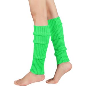 imageAmerican Trends Leg Warmers for Women Girls 80s Ribbed Leg Warmer for Neon Party Knitted Fall Winter Sports Socks1 Green