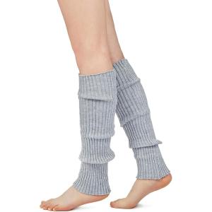 imageAmerican Trends Leg Warmers for Women Girls 80s Ribbed Leg Warmer for Neon Party Knitted Fall Winter Sports Socks1 Light Gray