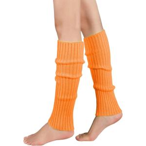 imageAmerican Trends Leg Warmers for Women Girls 80s Ribbed Leg Warmer for Neon Party Knitted Fall Winter Sports Socks1 Orange