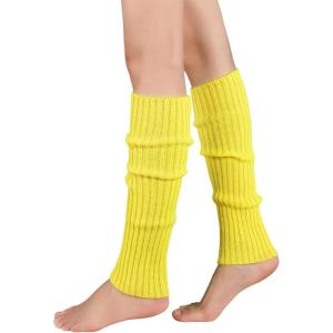 imageAmerican Trends Leg Warmers for Women Girls 80s Ribbed Leg Warmer for Neon Party Knitted Fall Winter Sports Socks1 Vitality Yellow