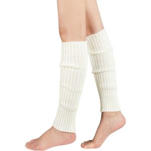 imageAmerican Trends Leg Warmers for Women Girls 80s Ribbed Leg Warmer for Neon Party Knitted Fall Winter Sports Socks1 White