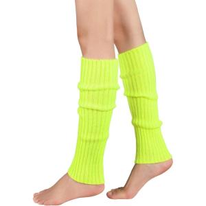 imageAmerican Trends Leg Warmers for Women Girls 80s Ribbed Leg Warmer for Neon Party Knitted Fall Winter Sports Socks1 Yellow