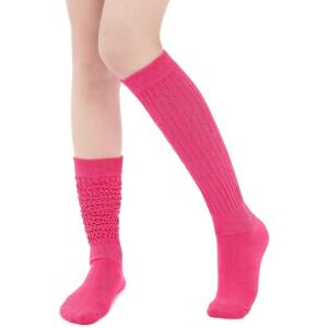 imageAmerican Trends Winter Knee High Slouch Socks for Women Soft Extra Long Scrunch Sock Slouch Boot Socks1 Pair Rose Red