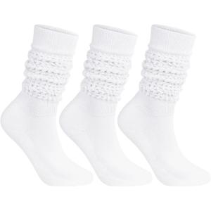 imageAmerican Trends Winter Knee High Slouch Socks for Women Soft Extra Long Scrunch Sock Slouch Boot Socks3 Pack White