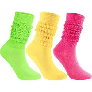 imageAmerican Trends Winter Knee High Slouch Socks for Women Soft Extra Long Scrunch Sock Slouch Boot SocksFuchiagreenyellow
