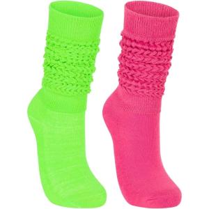 imageAmerican Trends Winter Knee High Slouch Socks for Women Soft Extra Long Scrunch Sock Slouch Boot SocksHot Pinkgreen