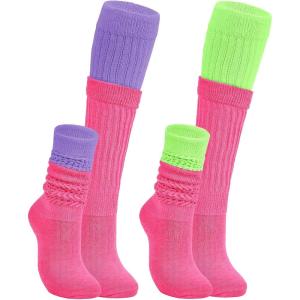 imageAmerican Trends Winter Knee High Slouch Socks for Women Soft Extra Long Scrunch Sock Slouch Boot SocksPurplehot Pinkgreenhot Pink