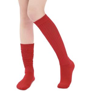 imageAmerican Trends Winter Knee High Slouch Socks for Women Soft Extra Long Scrunch Sock Slouch Boot SocksRed