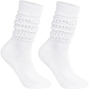 imageAmerican Trends Winter Knee High Slouch Socks for Women Soft Extra Long Scrunch Sock Slouch Boot SocksWhite