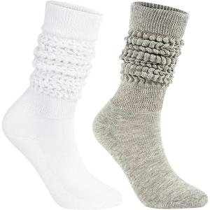 imageAmerican Trends Winter Knee High Slouch Socks for Women Soft Extra Long Scrunch Sock Slouch Boot SocksWhitegray