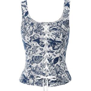 imageAmerican Trends Women Pirate Renaissance Vest Cosplay Costume Waistcoat Halloween Steampunk Gothic Medieval BodiceBlue Butterfly