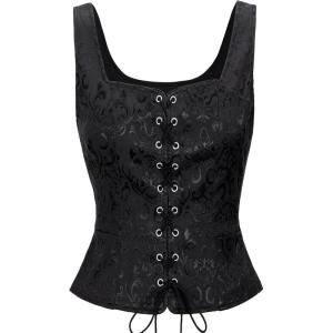 imageAmerican Trends Women Pirate Renaissance Vest Cosplay Costume Waistcoat Halloween Steampunk Gothic Medieval BodiceVintage Black