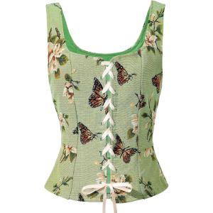 imageAmerican Trends Women Pirate Renaissance Vest Cosplay Costume Waistcoat Halloween Steampunk Gothic Medieval BodiceVintage Butterfly