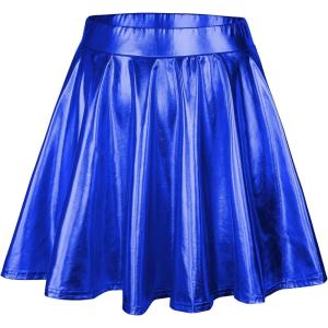 imageAmerican Trends Womens Mini Skirt Pleated Flared Skater Skirt Metallic Skirt Athletic Tennis SkirtBlue