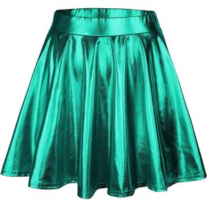 imageAmerican Trends Womens Mini Skirt Pleated Flared Skater Skirt Metallic Skirt Athletic Tennis SkirtBright Green