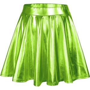 imageAmerican Trends Womens Mini Skirt Pleated Flared Skater Skirt Metallic Skirt Athletic Tennis SkirtCandy Green