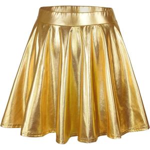 imageAmerican Trends Womens Mini Skirt Pleated Flared Skater Skirt Metallic Skirt Athletic Tennis SkirtShiny Gold