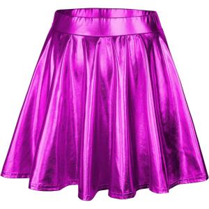 imageAmerican Trends Womens Mini Skirt Pleated Flared Skater Skirt Metallic Skirt Athletic Tennis SkirtShiny Rose