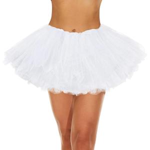 imageWomens Tutu Skirt Elastic 5 Layered Vintage Tulle Ballet Skirt Party Festival Costume01white