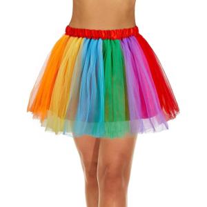 imageWomens Tutu Skirt Elastic 5 Layered Vintage Tulle Ballet Skirt Party Festival CostumeColorful Rainbow