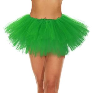 imageWomens Tutu Skirt Elastic 5 Layered Vintage Tulle Ballet Skirt Party Festival CostumeGreen